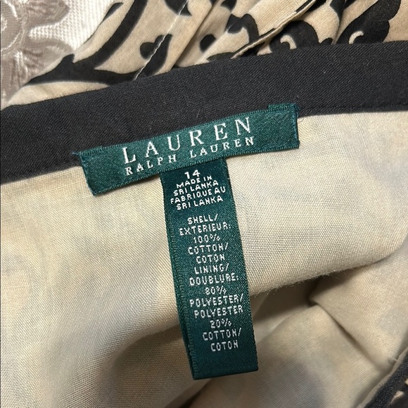 Ralph Lauren Floral Black and tan beige size 14 flare  Skirt - Picture 3 of 4